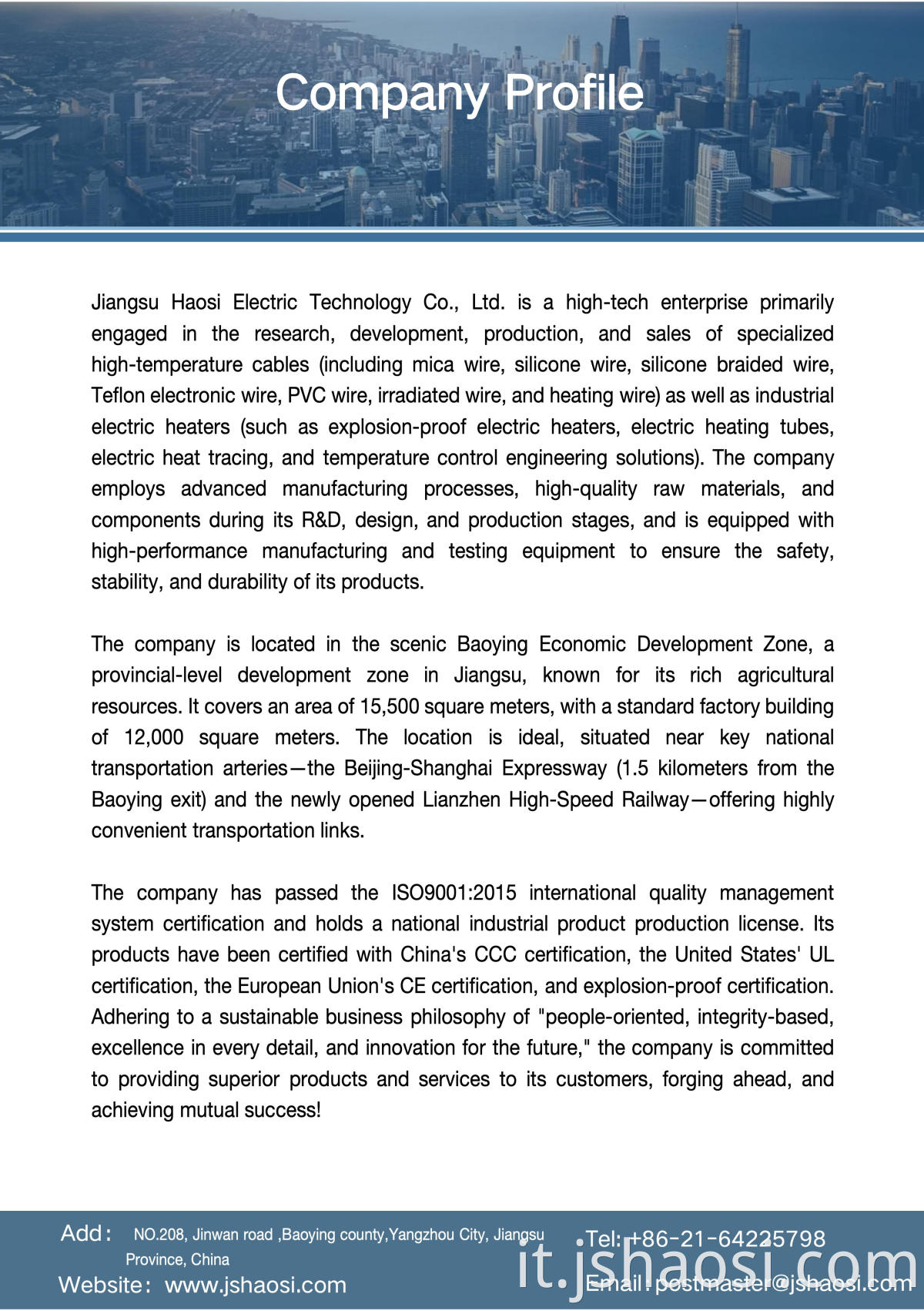 HAOSI COMPANY PROFILE